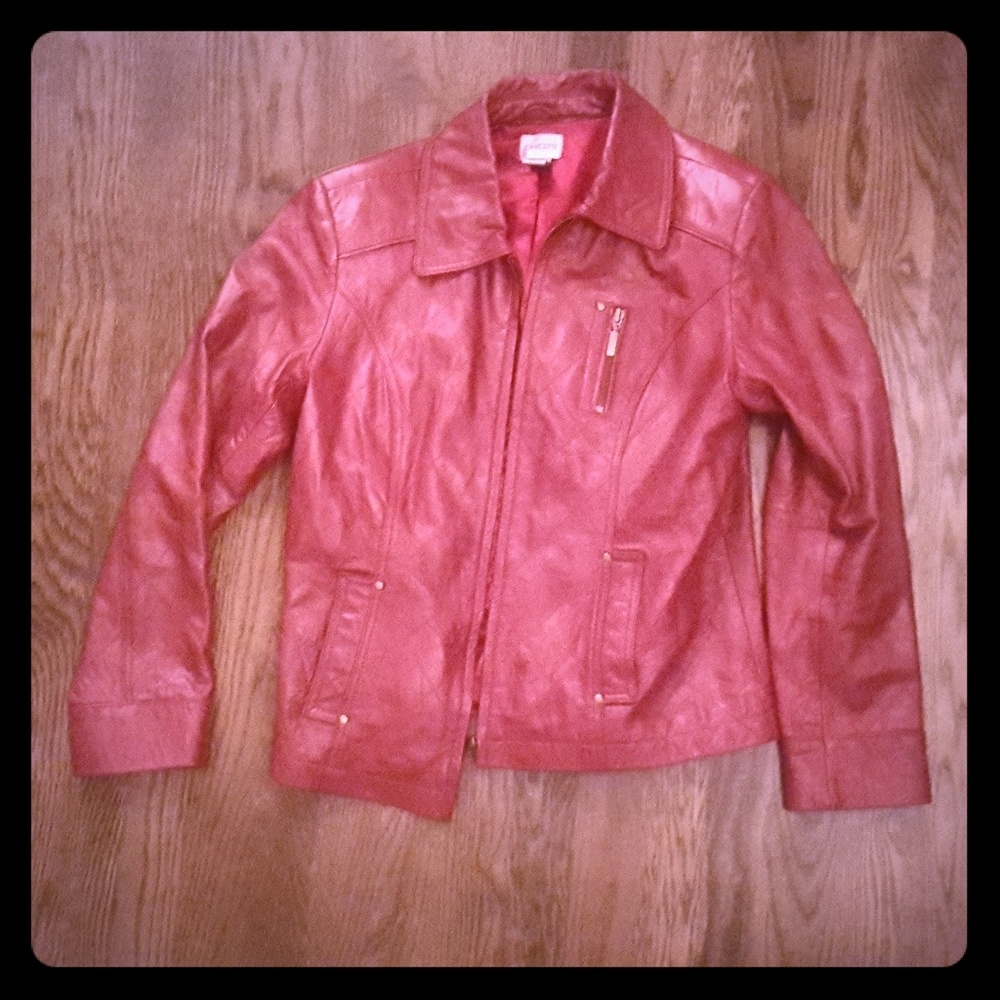 Chicos Red Leather Jacket (Real Leather)